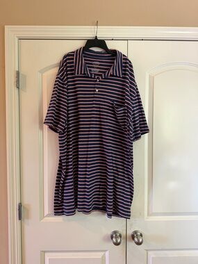 St. John's Bay Navy and Pink Striped Polo